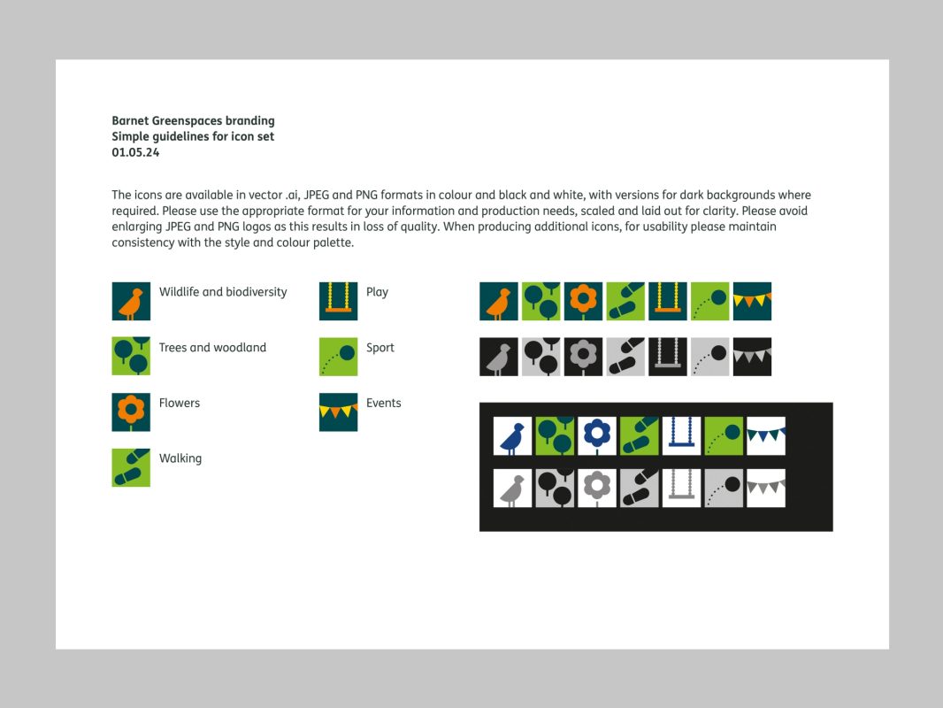 Barnet Greenspaces visual identity – Lydia Thornley