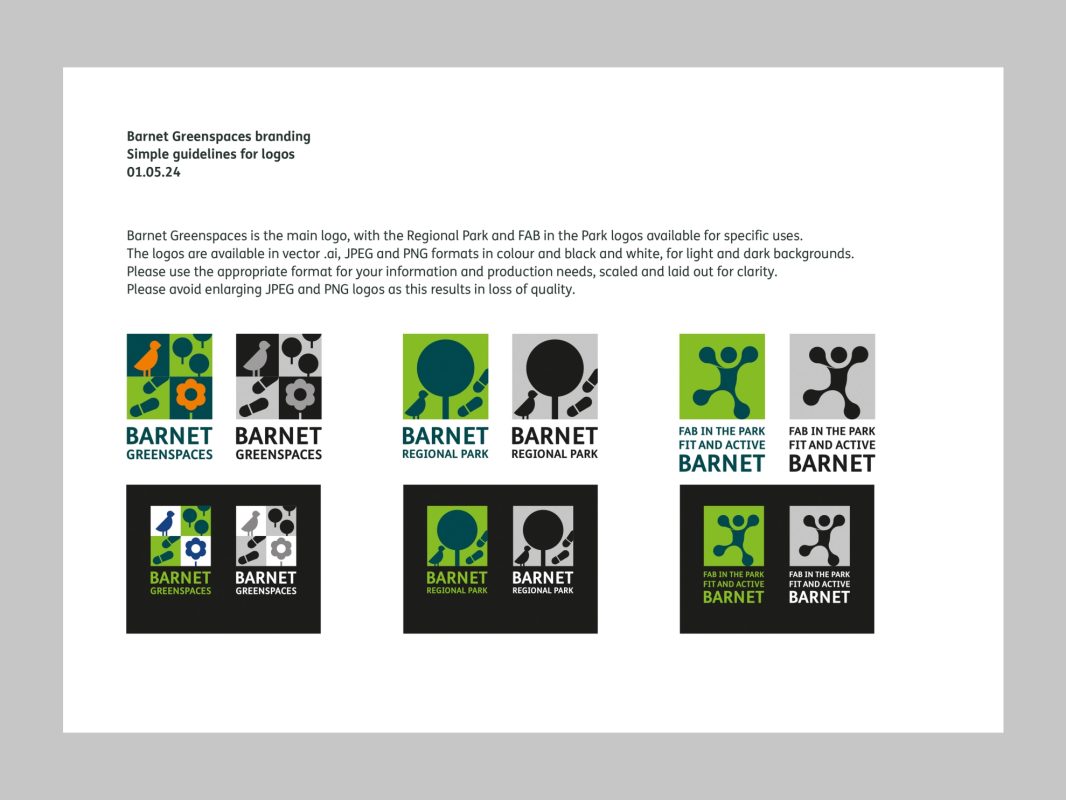 Barnet Greenspaces visual identity – Lydia Thornley