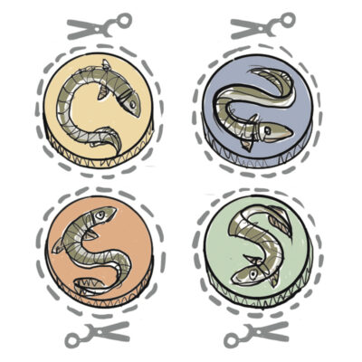 Eels and ladders board game counters