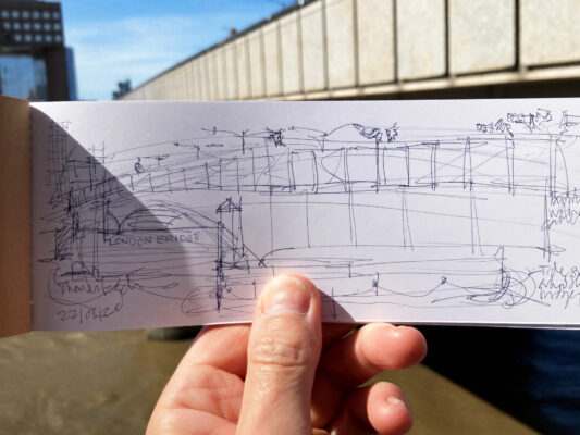 Sketchh looking at the zoetrope view from just below London Bridge