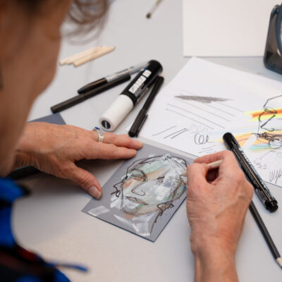 Self-portrait workshop drawing in progress