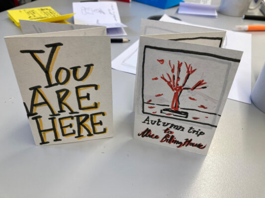 Two zine covers on the journey to the workshop