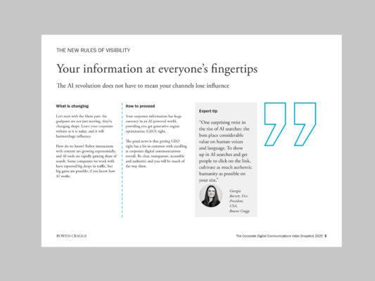 Example of a section opening page of The Corporate Digital Communications Index Snapshot 2025
