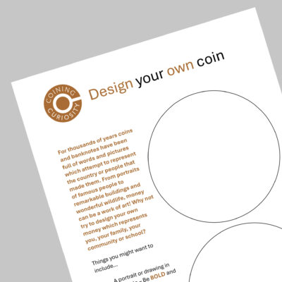 Template for coin creative activity worksheet