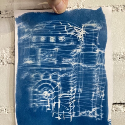 Cyanotype of exterior sketch