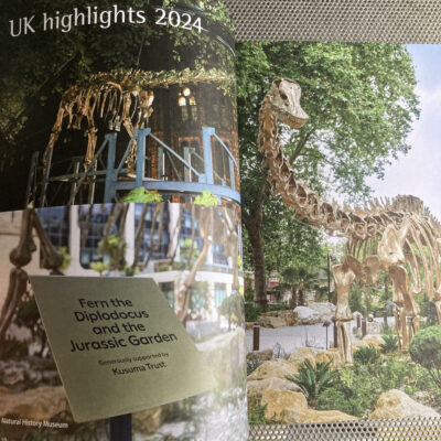 Detail of annual review divider spread featuring Natural History Museum pictures
