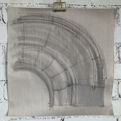Arch detail drawn on wallpaper