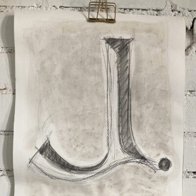 Drawing of letterform sketched from foundation stone