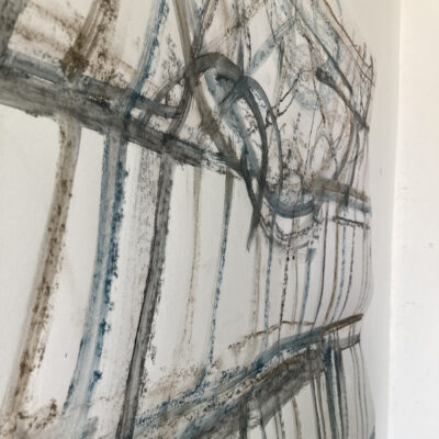 Detail of shadow tracing in coloured graphite, each colour representing a time