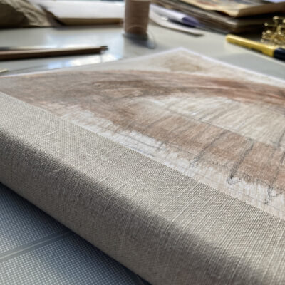 Hand bound experimental work with wallpaper spine