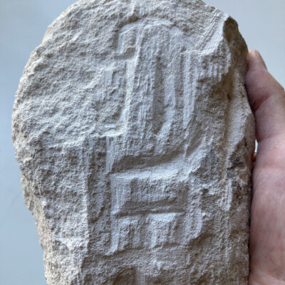 Experimental letter cutting of letter drawn from foundation stone
