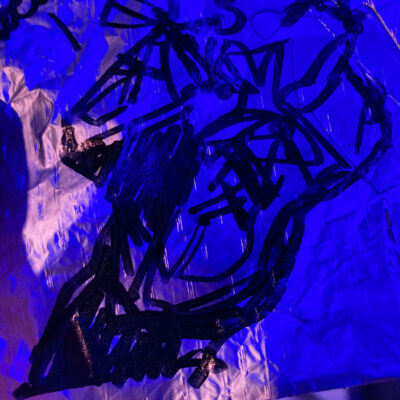 Silver shows drawn on silver foil