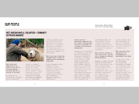Spread of an interview with a new member of staff