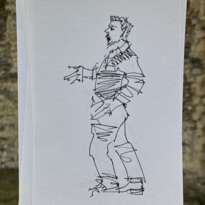 Performance sketch of male singer