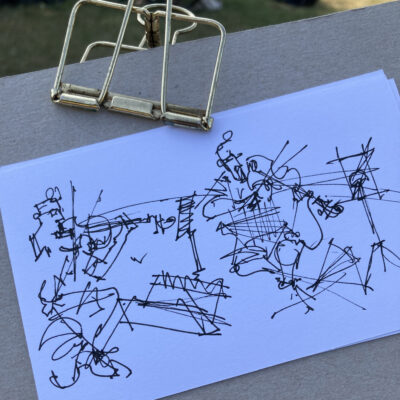 Sketch of musicians rehearsing
