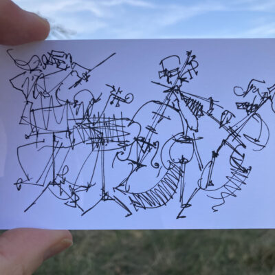 Sketch of musicians rehearsing