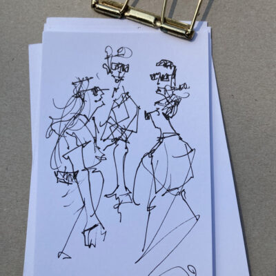 Sketch of singers rehearsing together