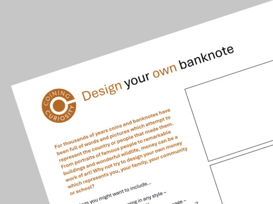 Template for banknote creative activity worksheet