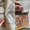 Montage of detalls of shadow tracings wuth Lydia's hand for scale, bookbinding in progress and test brick paintings with terra cotta slip