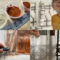 Montage of Lydia's record pictures of watercolour paint making, drawing, Lydia with shadow tracings and Lydia's hand holding up a rubbing of a decorative window detail